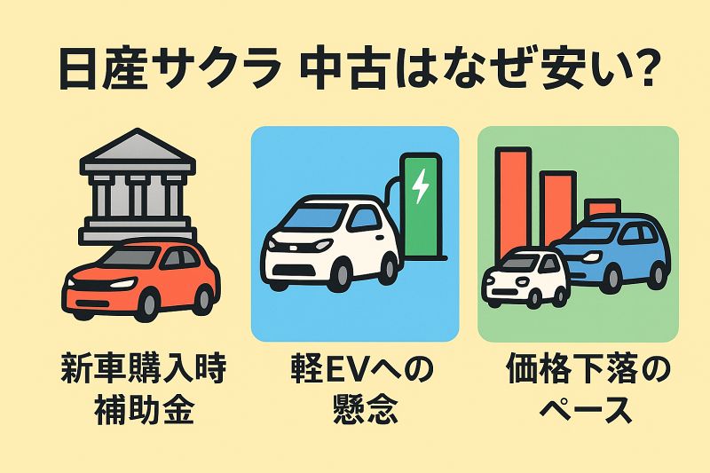 日産サクラの中古がなぜ安いか、その価格の謎を解明します